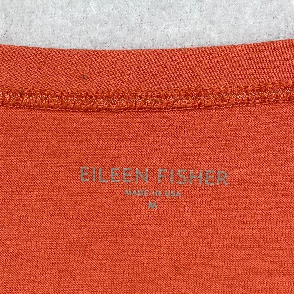 EILEEN FISHER Top M Stretch Organic Cotton Jersey Short Sleeve Basic Orange USA - Picture 5 of 10